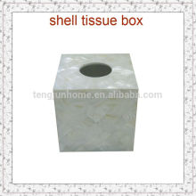 Desktop Accessory White Freshwater Shell Square Tissue Boxes